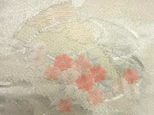 アンティーク　扇に八重桜模様刺繍名古屋帯
